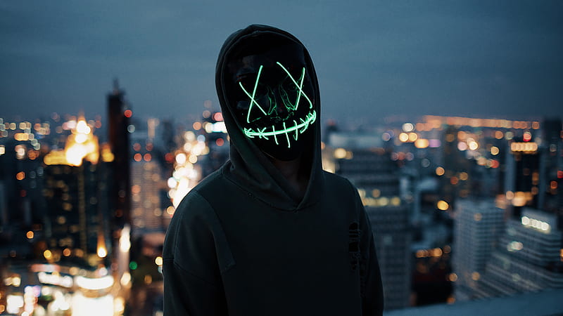 Mask Guy Neon , neon, mask, graphy, HD wallpaper