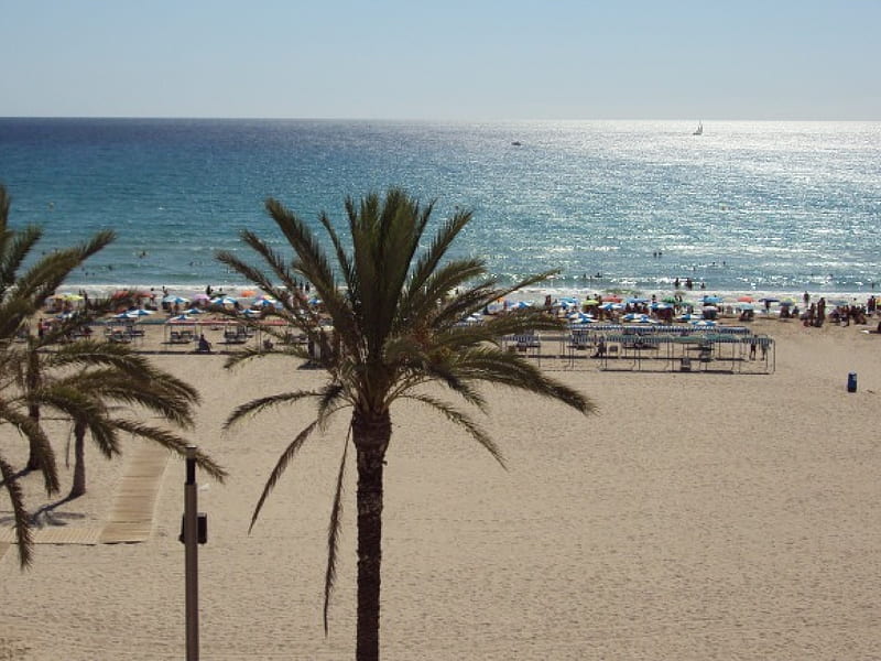 San Juan Beach, Alicante, mediterranean sea, alicante, sun, early, sky, sea, spain, beach, early morning, nature, mediterranean coast, HD wallpaper