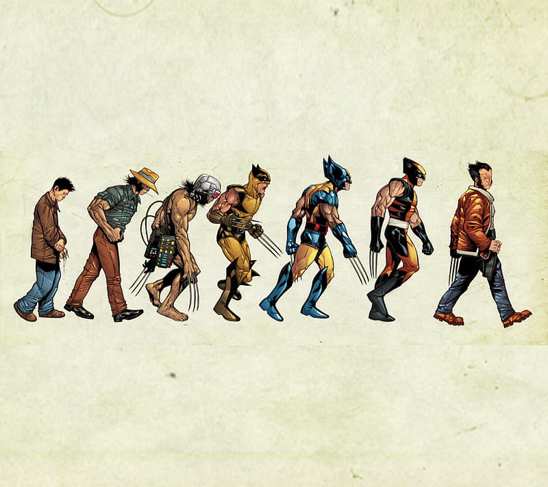 Wolverine Evolution, comic, cool, evolution, geek, logan, marvel, wolverine, x men, x-men, HD wallpaper