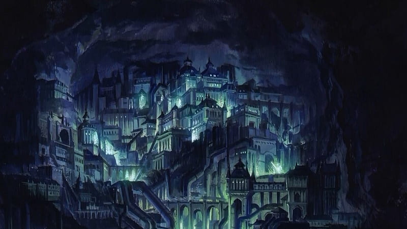 Premium AI Image | anime style a dark street with a dark city and a dark  building