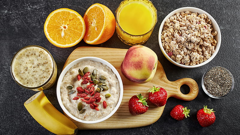 Breakfast Fruit Juice Oatmeal Food, HD wallpaper