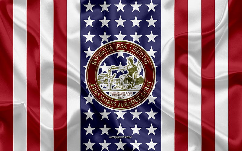 College of Charleston Emblem, American Flag, College of Charleston logo, Charleston, South Carolina, USA, College of Charleston, HD wallpaper