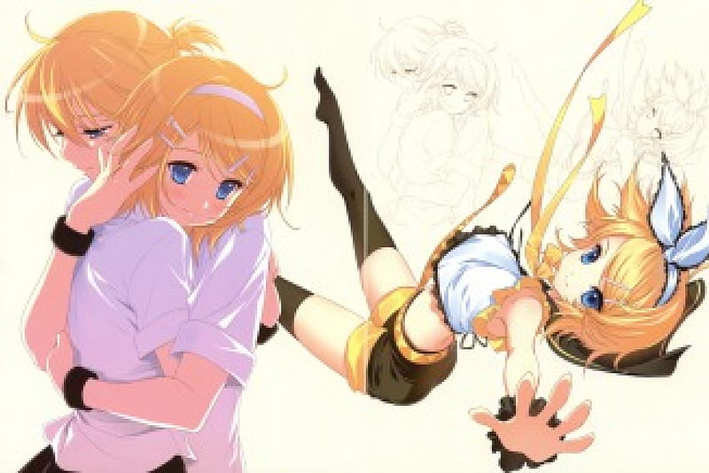 ~I Love You Len~, vocaloid, len and rin kagamine, hugging, anime, love, blonde, twins, blue eyes, HD wallpaper