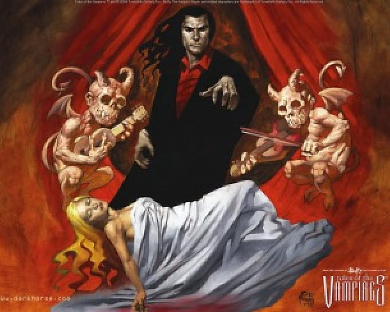 Vampire, undead, dead, male, victim, woman, blood, demons, blood sucker, instruments, HD wallpaper