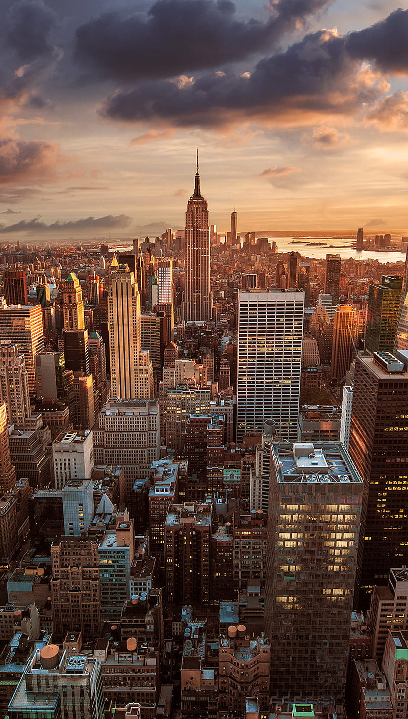 Manhattan, evening, location, sunset, HD phone wallpaper