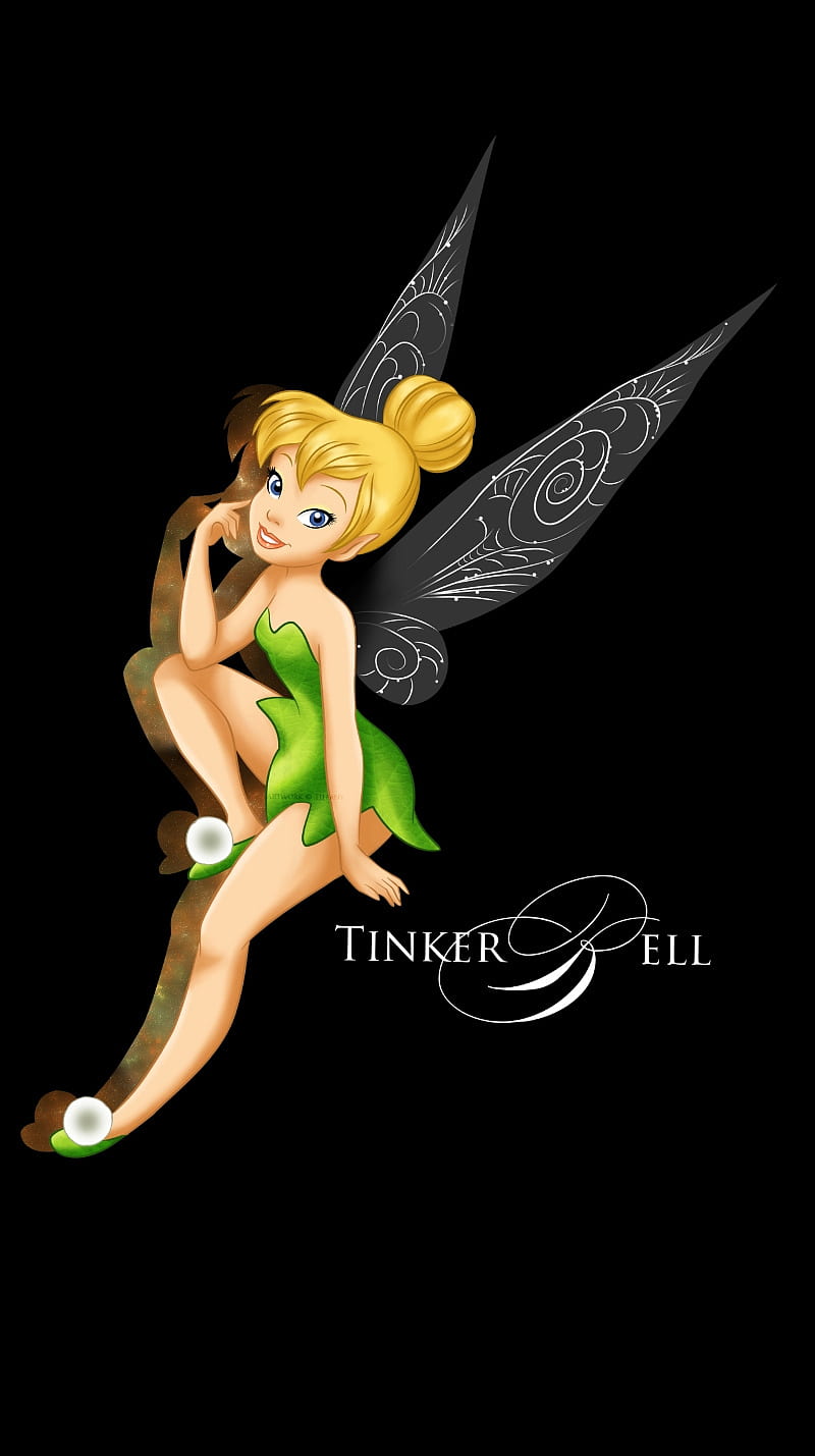 Tinker bell fairy, black, green, HD phone wallpaper