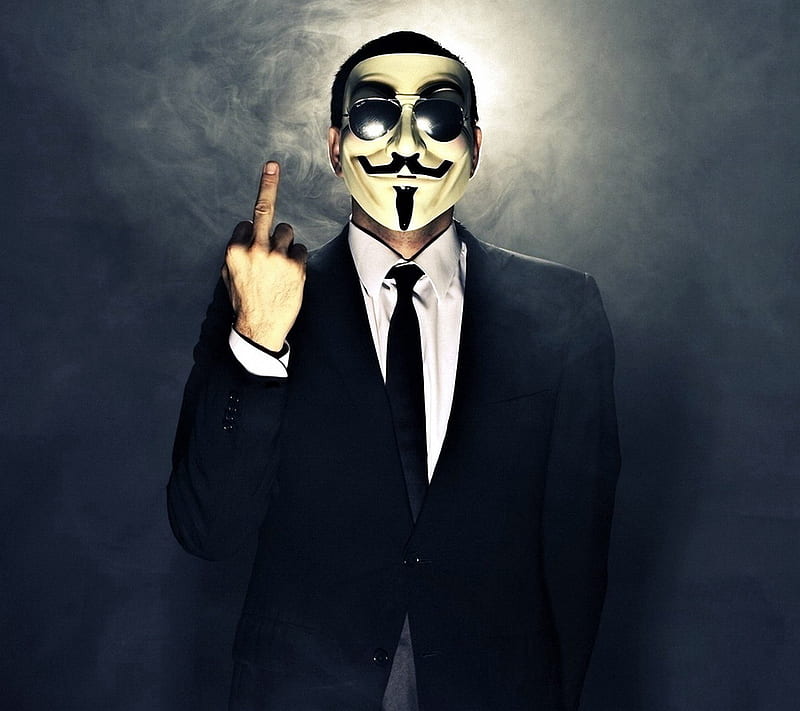 anonymous, middle finger gesture, HD wallpaper