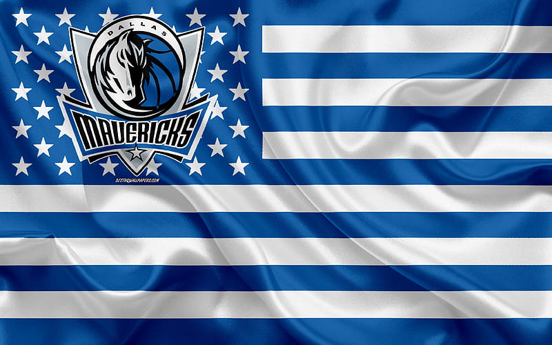 Dallas Mavericks, American basketball club, American creative flag, blue white flag, NBA, Dallas, Texas, USA, logo, emblem, silk flag, National Basketball Association, basketball, HD wallpaper