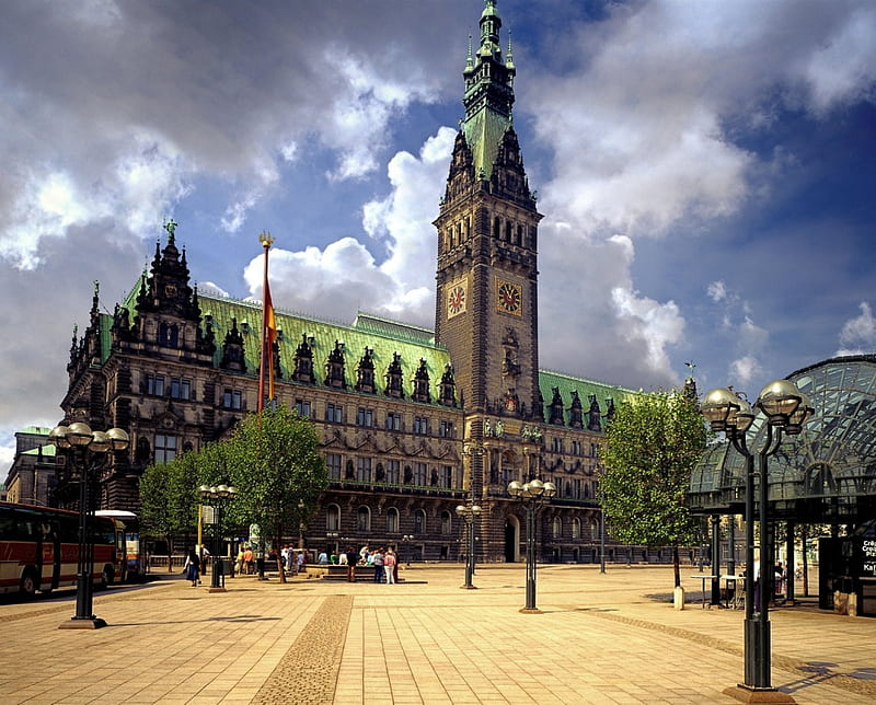 Hamburg Rathaus, Seat of Government of Hamburg, Altstadt quarter, City Hall, Town Hall, HD wallpaper