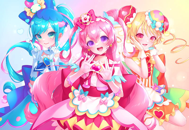 Anime, Delicious Party♡Precure, Fuwa Kokone , Hanamichi Ran , Nagomi Yui, HD wallpaper