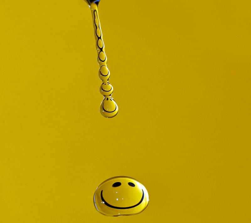 yellow smiles, drip, drops, faces, happy, smiling, water, HD wallpaper