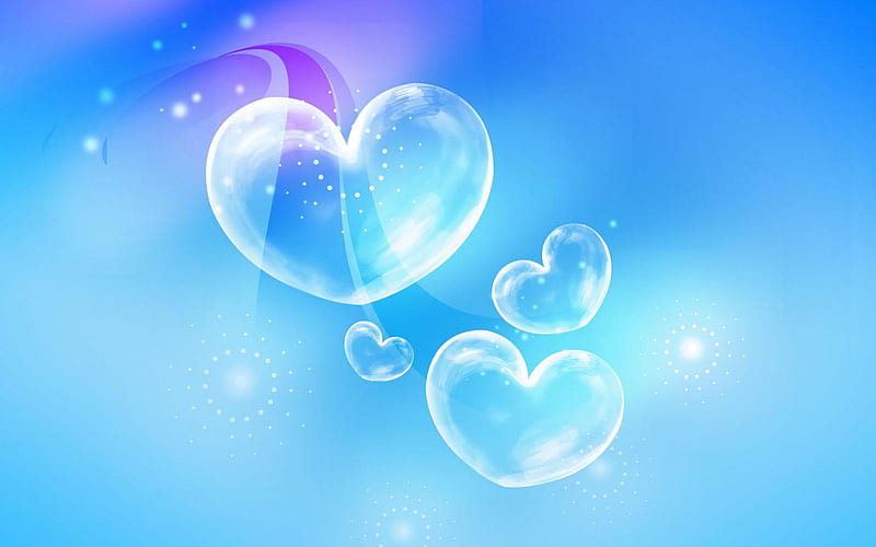 Crystal clear heart, 3d, love, heart, crystal, abstract, blue, light, HD wallpaper
