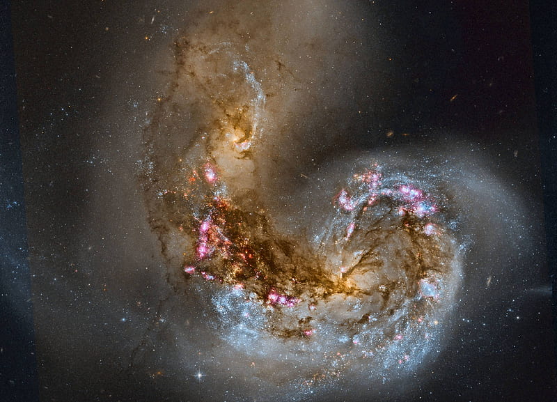 Spiral Galaxy NGC 4038 in Collision, stars, cool, space, fun, galaxies, HD wallpaper