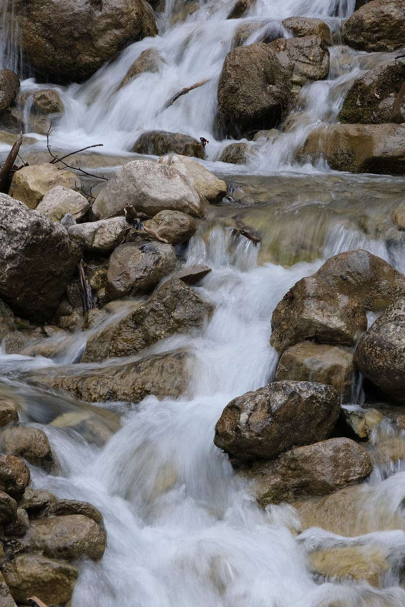 Stream, cascade, stones, landscape, HD phone wallpaper | Peakpx