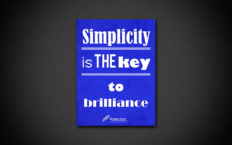 Simplicity is the key to brilliance, quotes about simplicity, Bruce Lee, blue paper, inspiration, Bruce Lee quotes, HD wallpaper