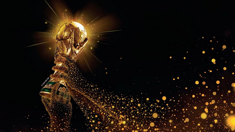 World cup trophy art, yellow, art, world cup, trophy, HD wallpaper