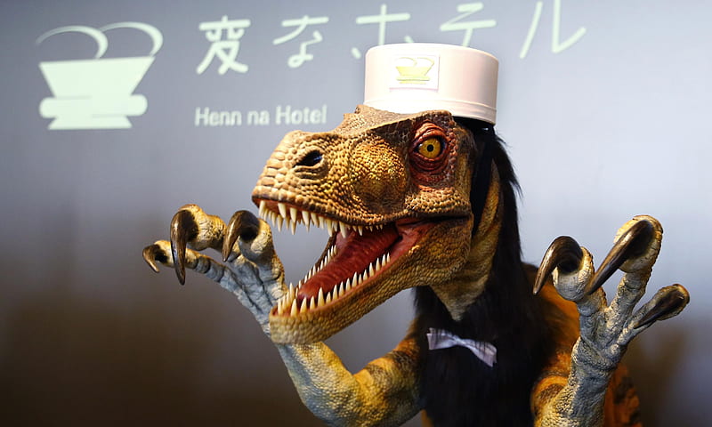 hotel, robot-receptionist, robot-raptor, japan, HD wallpaper