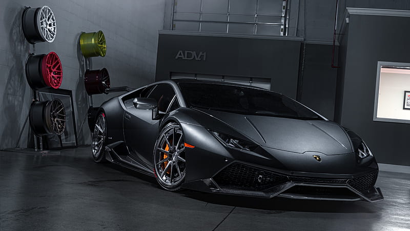 Lamborghini Huracan ADV1, tuning, supercars, garage, matte gray huracan, HD wallpaper