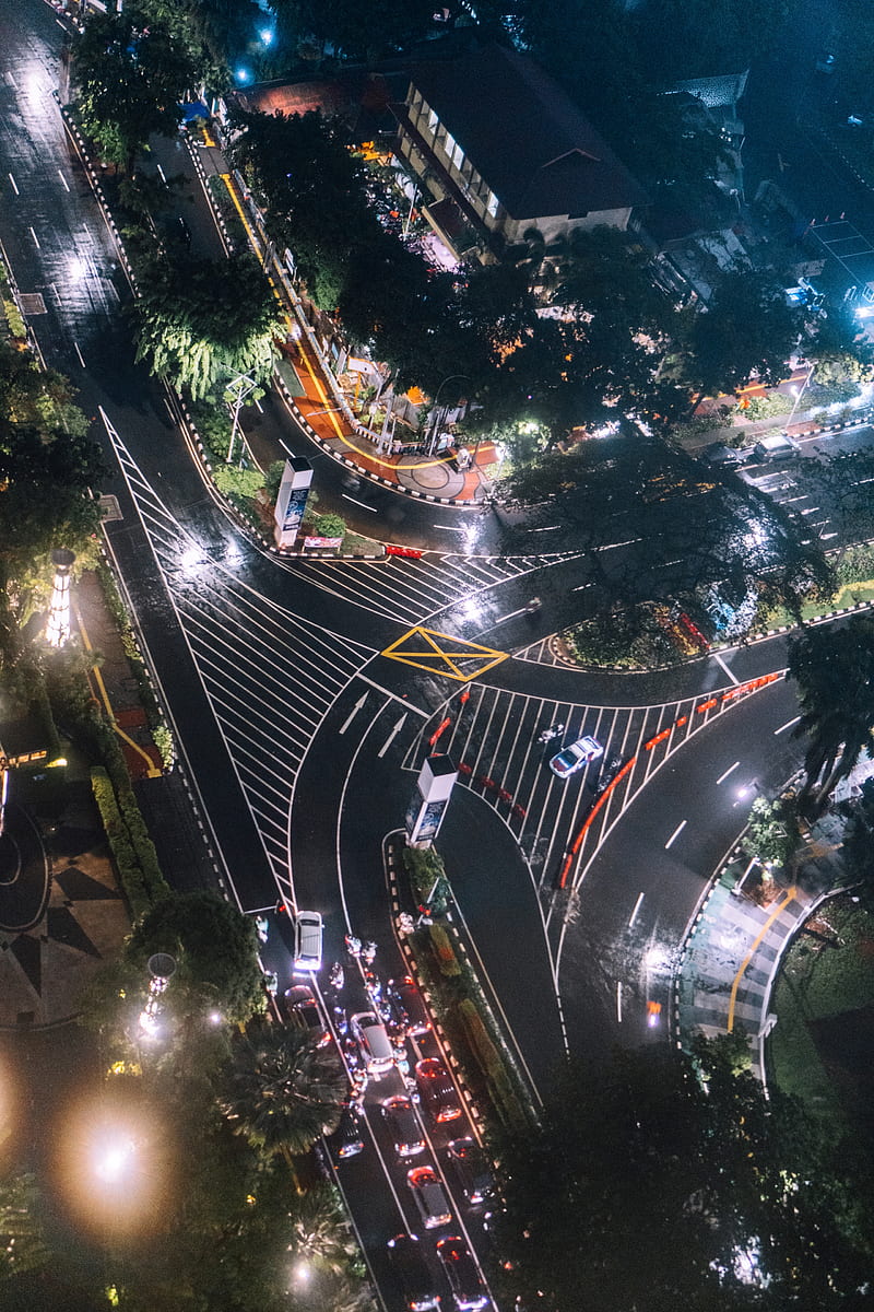 Jakarta, Indonesia, skyline, traffic, nightscape, HD phone wallpaper