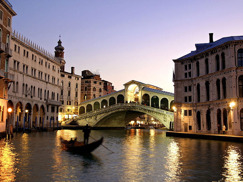 Grand Canal, italia, venezia, rialto bridge, venice, italy, HD wallpaper