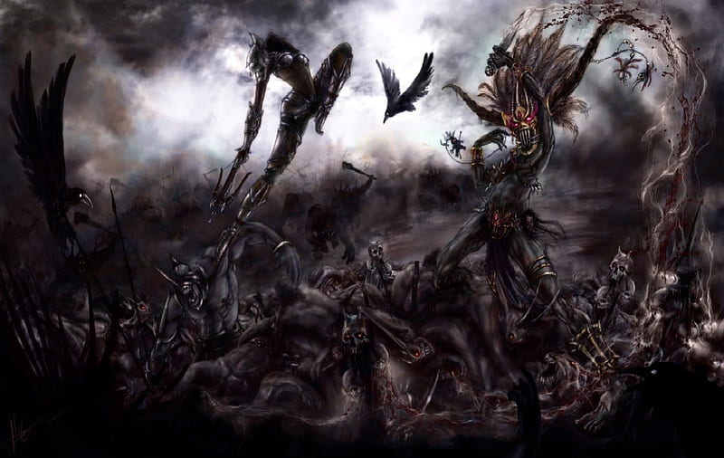 Army Of The Unholy, demons, skulls, guerra, fantasy, army, HD wallpaper