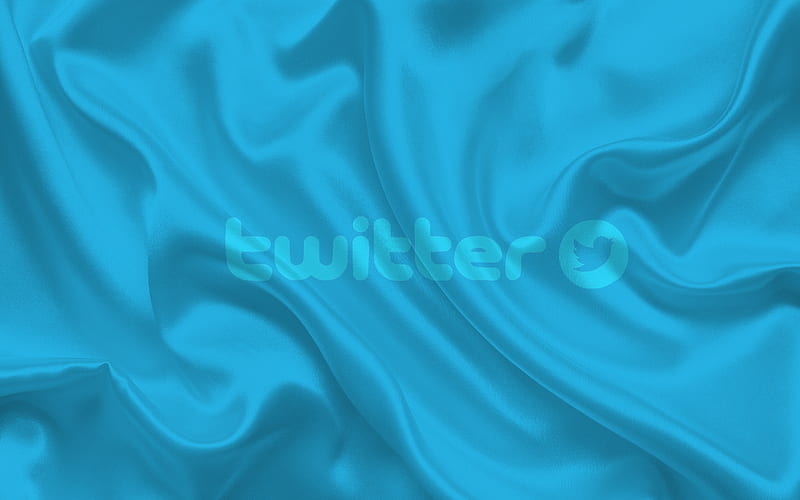 Twitter, emblem, blue silk, twitter logo, HD wallpaper
