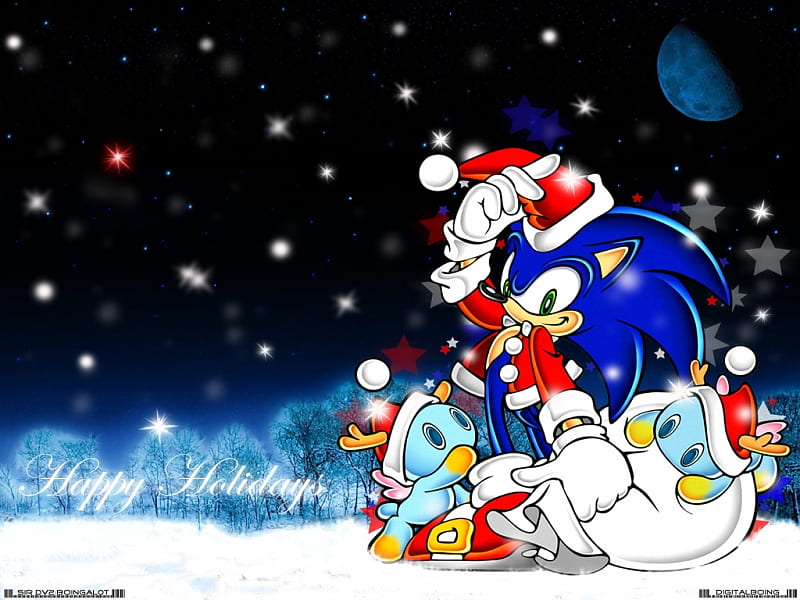 Christmas Sonic, merry, christmas, man, sonic, old, fat, HD wallpaper