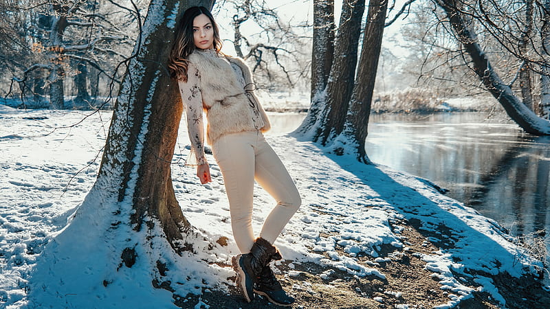 Girl Fur Jacket Winter , girls, model, winter, HD wallpaper