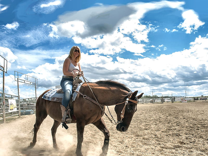 Cowgirls Like To Ride.., fence, female, models, hats, cowgirl, ranch, fun, outdoors, women, horses, rodeo, girls, fashion, blondes, western, style, HD wallpaper