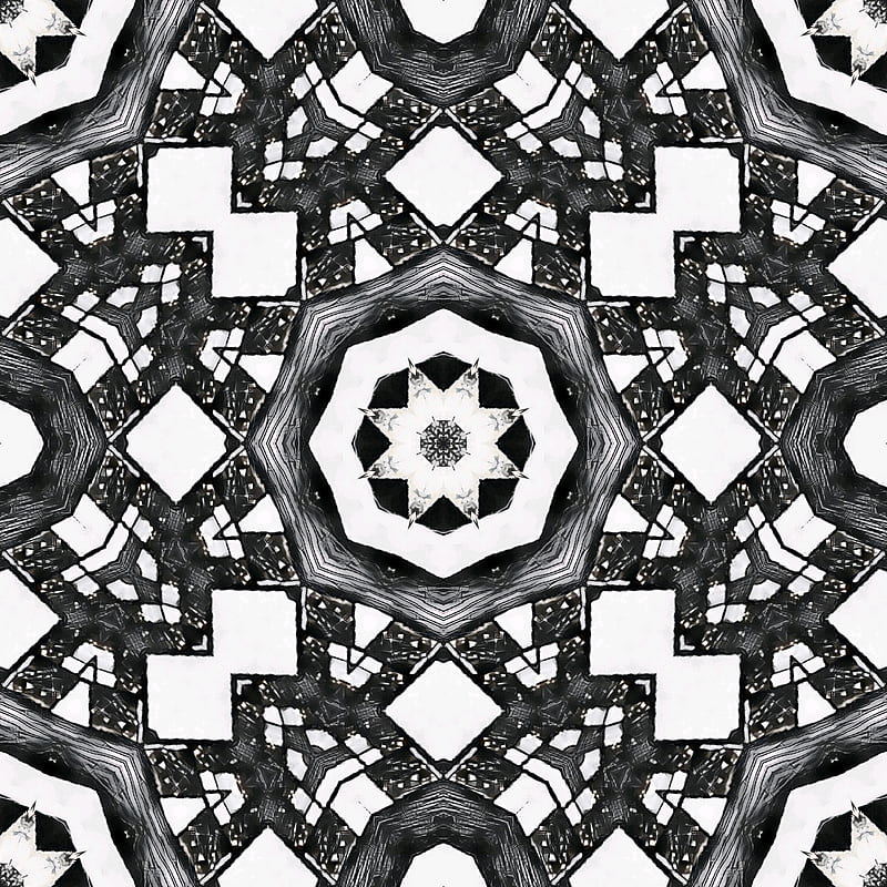 Abaxial 1T, black, intricate, mandala, pattern, peace, seamless, spiritual, tile, trippy, white, HD phone wallpaper