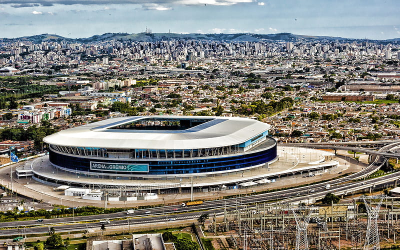 Gremio stadium, aerial view, Gremio FC, soccer, Gremio arena, football stadium, Brazil, Gremio new stadium, HD wallpaper