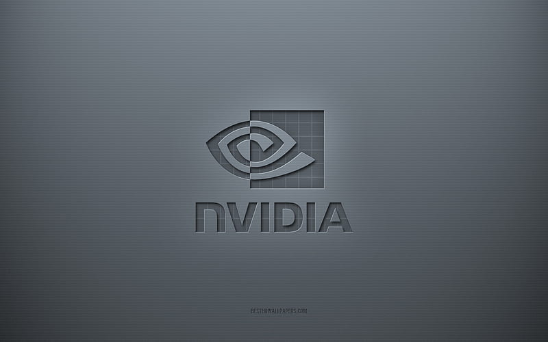 Nvidia logo, gray creative background, Nvidia emblem, gray paper texture, Nvidia, gray background, Nvidia 3d logo, HD wallpaper