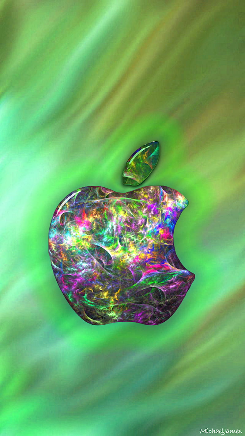 apple logo wallpaper green