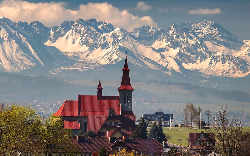 Church in Poland, Poland, church, Tatry, mountains, HD wallpaper