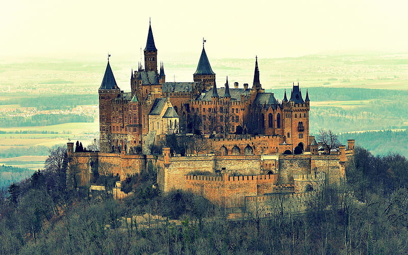Hohenzollern Castle, autumn, german landmarks, Europe, Baden-Wurttemberg, Germany, House of Hohenzollern, HD wallpaper