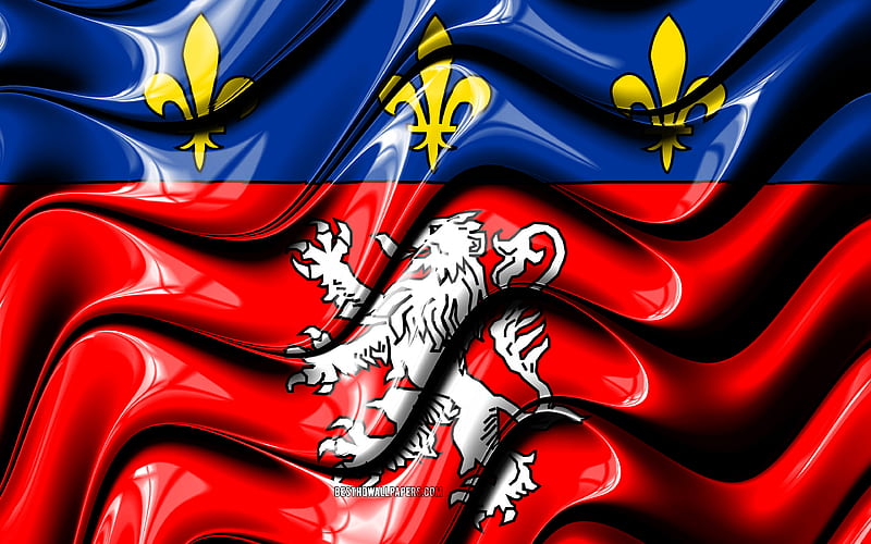 Lyon Flag Cities of France, Europe, Flag of Lyon, 3D art, Lyon, French cities, Lyon 3D flag, France, HD wallpaper