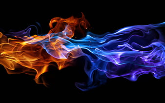 blue fire fire flames, burn, fire, darkness, HD wallpaper