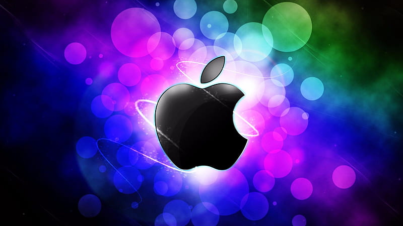 Apple In Colorful Round Background Technology MacBook, HD wallpaper