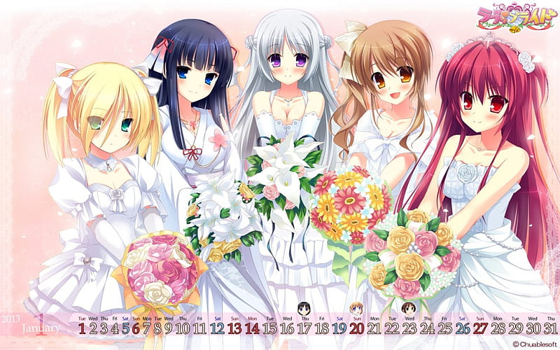 las hermosas novias ~, anime, vestidos de novia, flores, novias, felices,  hermosas, Fondo de pantalla HD | Peakpx