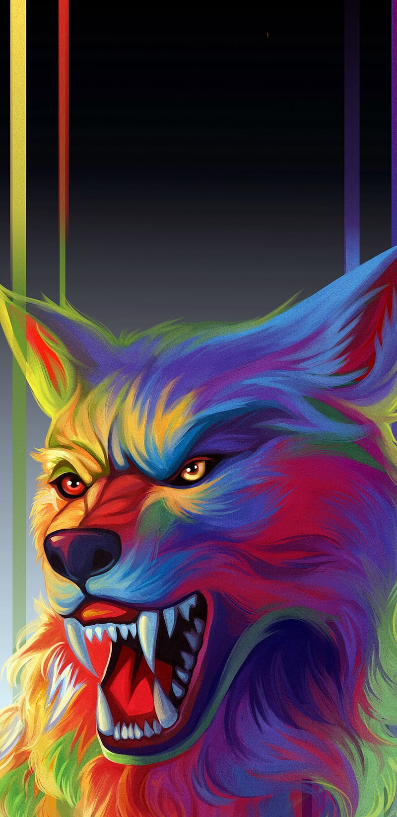 Rainbow wolf, neon, rainbow, wolf, HD phone wallpaper | Peakpx