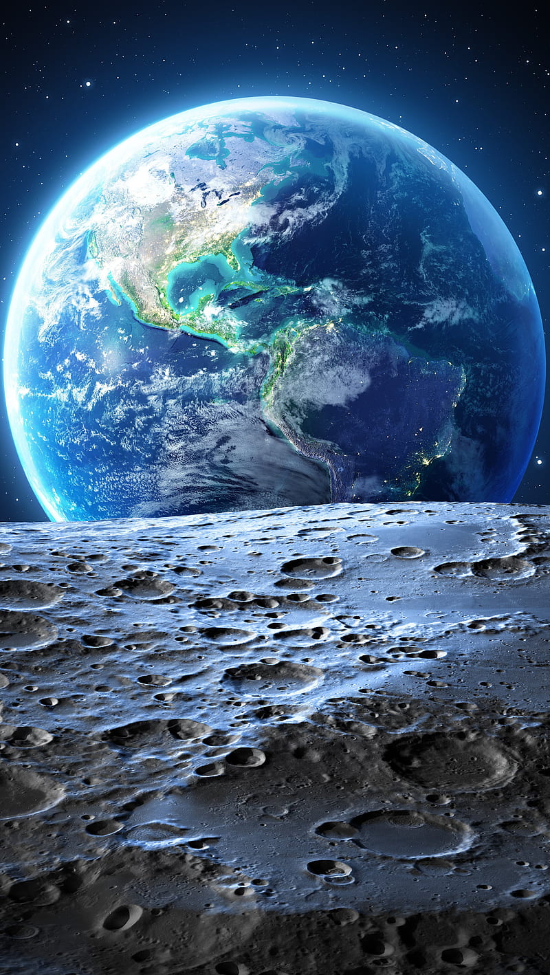 Planet Earth seen from the Moon Ultra, Earth Vertical, HD phone wallpaper