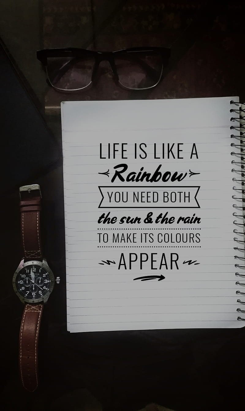 Quote, glasses, inspiring, life, people, quotes, rainbow watch, HD phone wallpaper