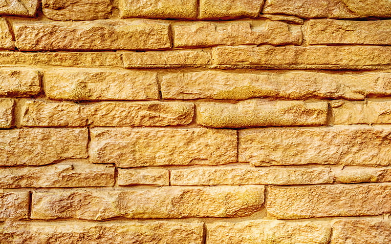 brown brick texture, brickwork background, brick yellow texture, Brick wall, brick background, HD wallpaper