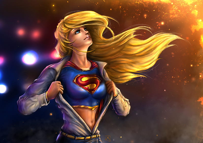 Supergirl Double Identity, supergirl, superheroes, digital-art, artwork, HD wallpaper