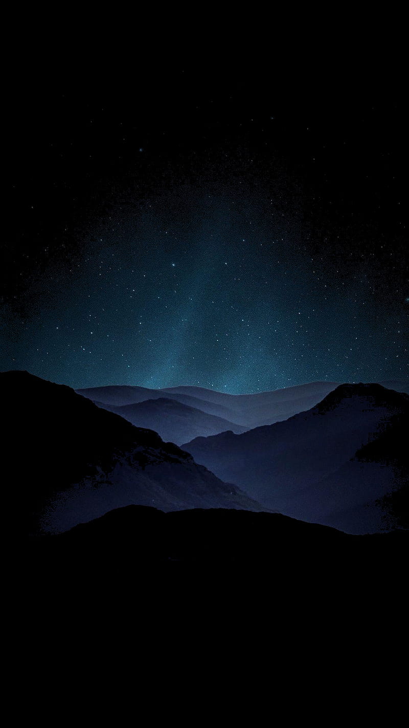 Night Sky, black, mountains, nebula, HD phone wallpaper