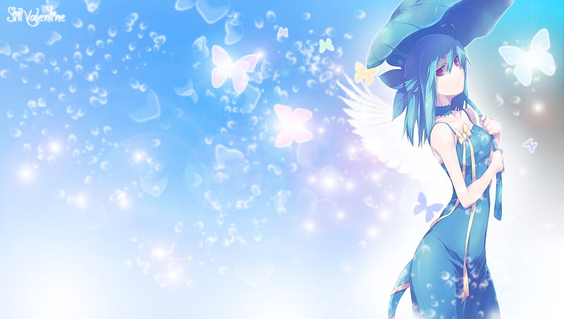 Blue Hair Girl Butterflies Anime HD Anime Girl Wallpapers