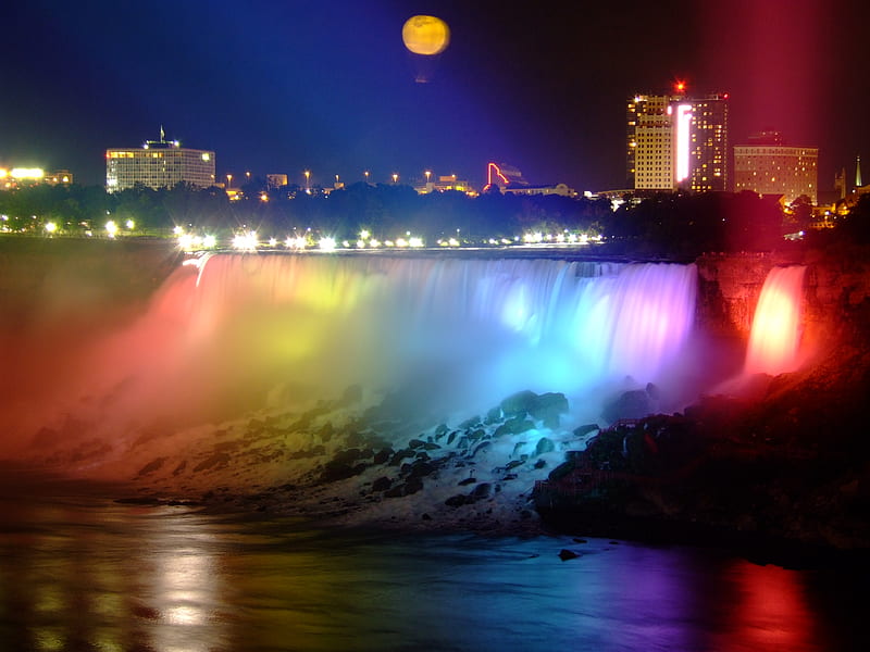 Niagara Falls, moon, niagara, nature, night, waterfalls, HD wallpaper