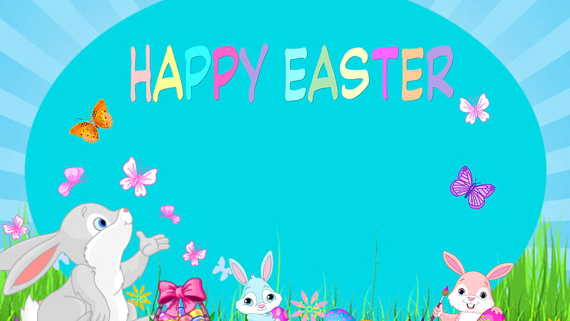 Easter Bunnies Happy Blessings Easter, HD wallpaper