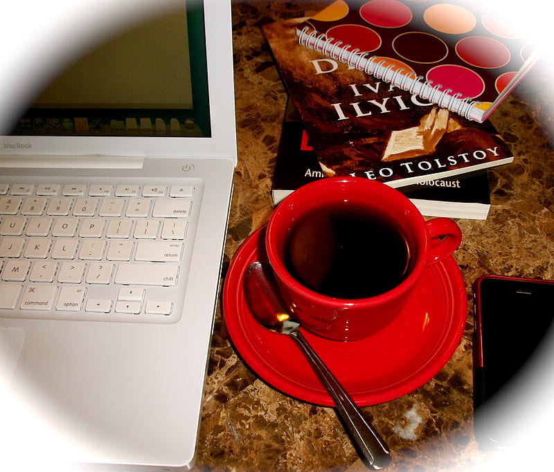 Morning greetings for my friends ;), red, wonderful, books, spend time, together, feeligs, laptop, coffee, friendship, entertainment, cup, morning, posts, internet, friends, nexus, HD wallpaper