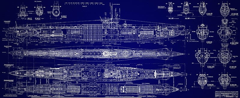 German Submarine, submarine, plan, boat, components, HD wallpaper
